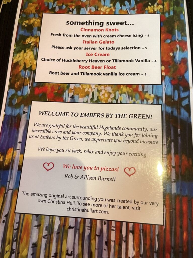Embers by the Green Menu 5