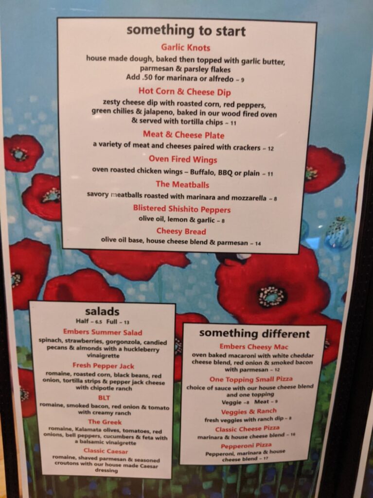 Embers by the Green Menu 7